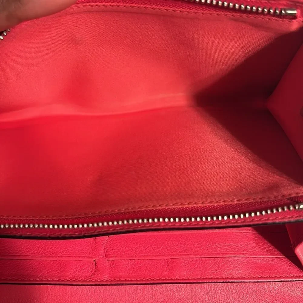 - Authentic Cristian Dior Leather Pink/Coral Wallet on a Chain